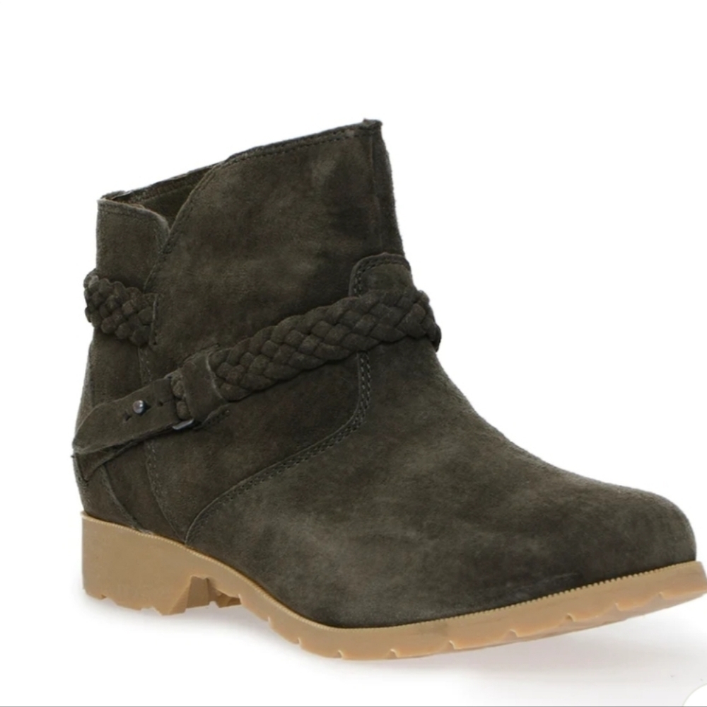 Teva Women Delavina Ankle Black Olive Suede Boots shoes sz 8